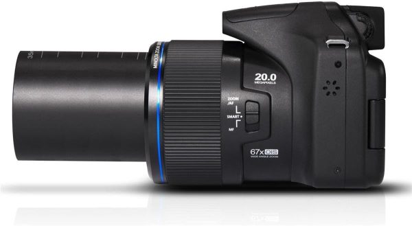 Minolta Pro Shot 20MP Digital Camera – 67x Optical Zoom, Full 1080p HD Video, Optical Image Stabilization, Wi-Fi, 3-inch Articulating LCD Screen, 27 Scene Modes – Includes 16GB SD Card (Black)